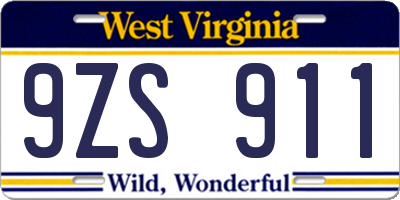 WV license plate 9ZS911