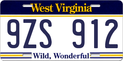 WV license plate 9ZS912
