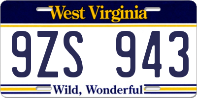WV license plate 9ZS943