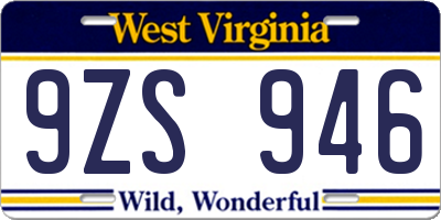 WV license plate 9ZS946