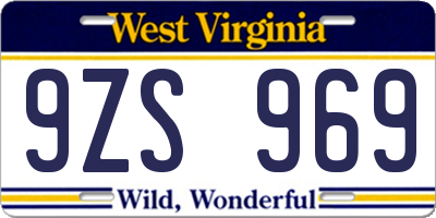 WV license plate 9ZS969