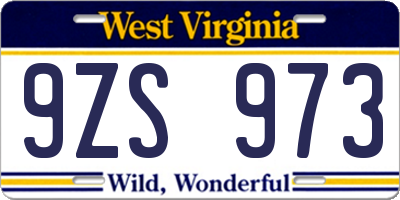 WV license plate 9ZS973
