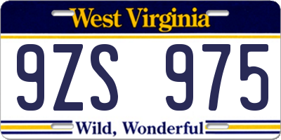 WV license plate 9ZS975