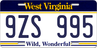 WV license plate 9ZS995