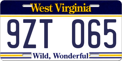 WV license plate 9ZT065