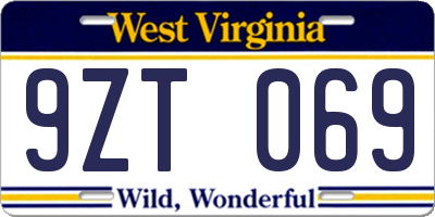 WV license plate 9ZT069