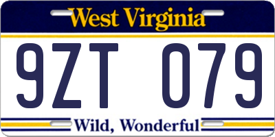 WV license plate 9ZT079