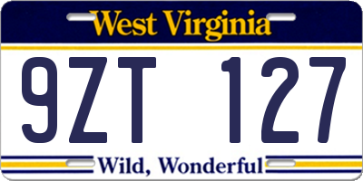 WV license plate 9ZT127