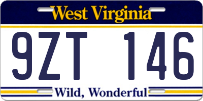 WV license plate 9ZT146