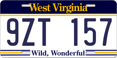 WV license plate 9ZT157