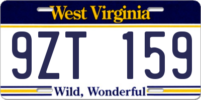 WV license plate 9ZT159