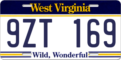 WV license plate 9ZT169