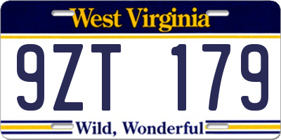 WV license plate 9ZT179