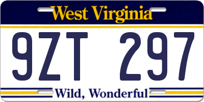 WV license plate 9ZT297