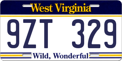 WV license plate 9ZT329