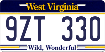 WV license plate 9ZT330