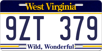 WV license plate 9ZT379