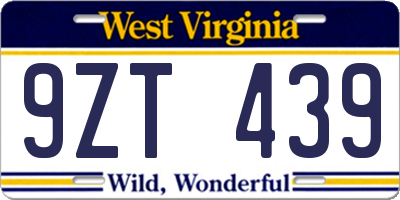 WV license plate 9ZT439