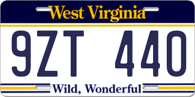 WV license plate 9ZT440