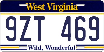 WV license plate 9ZT469