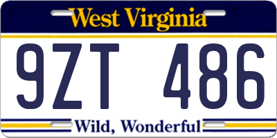 WV license plate 9ZT486