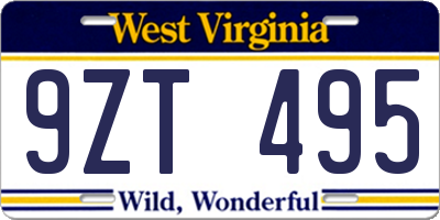 WV license plate 9ZT495