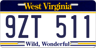 WV license plate 9ZT511