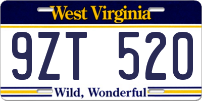 WV license plate 9ZT520
