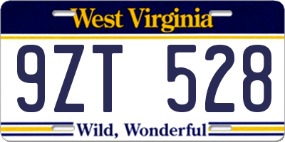 WV license plate 9ZT528