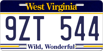 WV license plate 9ZT544