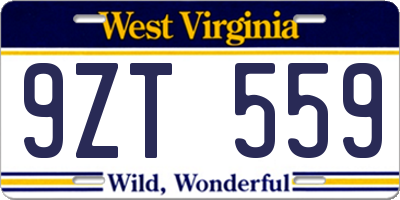 WV license plate 9ZT559