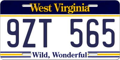 WV license plate 9ZT565