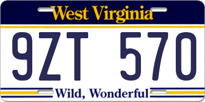 WV license plate 9ZT570