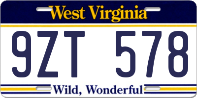 WV license plate 9ZT578