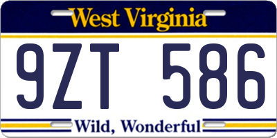 WV license plate 9ZT586