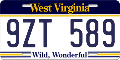 WV license plate 9ZT589