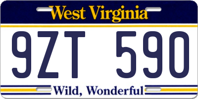 WV license plate 9ZT590