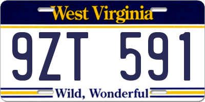 WV license plate 9ZT591