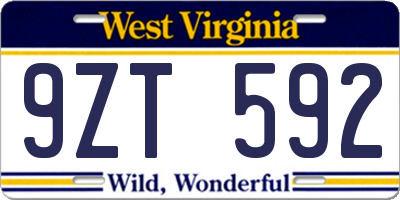 WV license plate 9ZT592