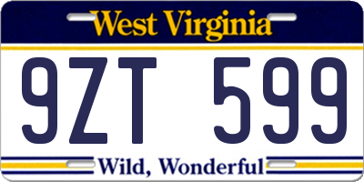 WV license plate 9ZT599