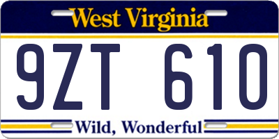 WV license plate 9ZT610