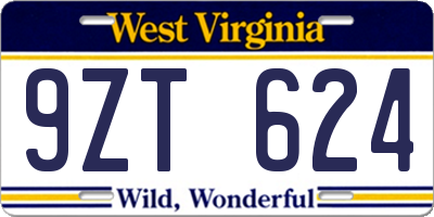 WV license plate 9ZT624