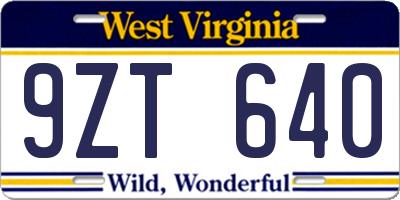 WV license plate 9ZT640