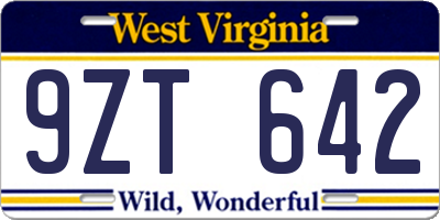 WV license plate 9ZT642