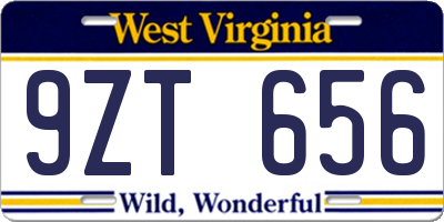 WV license plate 9ZT656