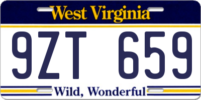 WV license plate 9ZT659