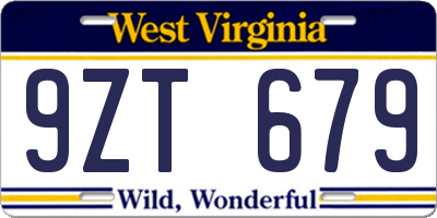 WV license plate 9ZT679