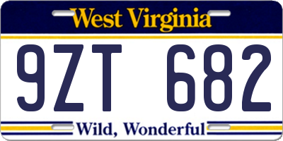 WV license plate 9ZT682