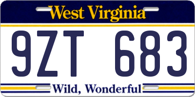 WV license plate 9ZT683