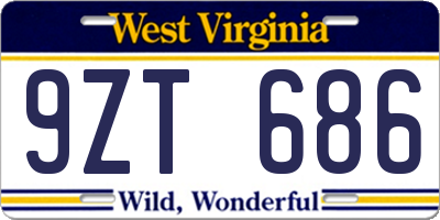 WV license plate 9ZT686